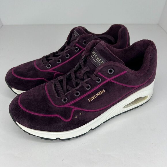 Skechers Shoes - Skechers Womens SN73669 Purple Uno Plum Fuzz Lace Up Size 8.5 Sneakers